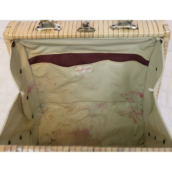 Vtg 1970s Straw Handbag Tote Purse Bag Boho Beach Vacation Cruise Embroidered - Picture 13 of 15